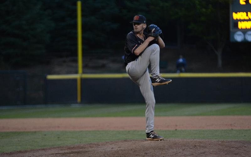 Pictured is senior pitcher Will Pittman as he pitched two-thirds of an inning in game two.