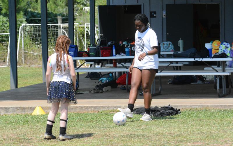 Hart County High School girls soccer sophomore defender Aidyn Craft volunteers as a coach at FUNdamental camp.