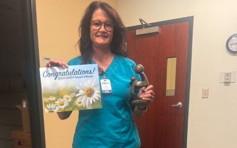Letitia Scott, a nephrology nurse at DaVita Lake Hartwell Dialysis was honored with the DAISY Award for extraordinary nurses.