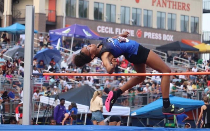 Rising HCMS eight grader Cheyenne Rucker competes in a high jump event this year.