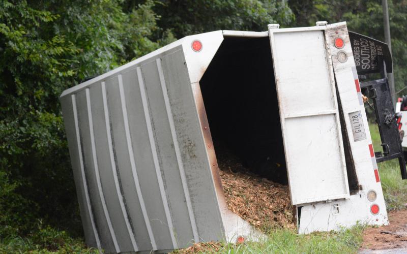 On July 29, the Georgia State Patrol and local first responders were called to a single car accident on Mt. Olivet Rd. in Hart County where a truck pulling a wood chipper ran off the road.
