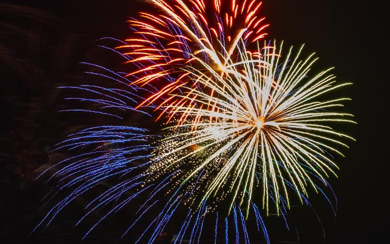 A photo by Bill Powell of the fireworks show over Lake Hartwell.