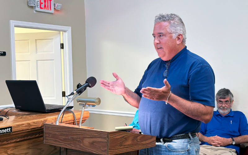 Hart County GOP vice-chair Matt Denton addresses T-SPLOST during the BOC meeting July 9.