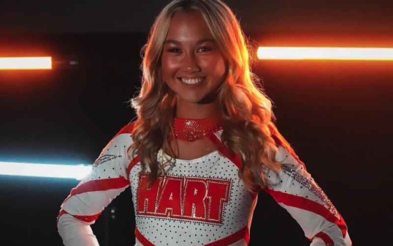 Pictured is senior HCHS Competition Cheerleader MaKenna Seawright as her and Bree Dickerson made the Top 30 for the GCCA Cheerleader of the Year. Both will compete in Columbus, Ga. on Aug. 3. Photo by Lexie Wheless.