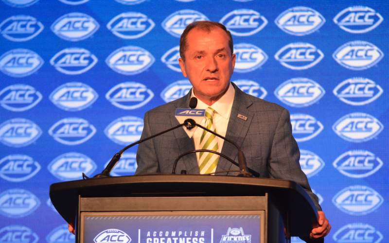 ACC Commissioner Jim Phillips addressing the media at ACC Kickoff on July 22. Photo by Benjamin London