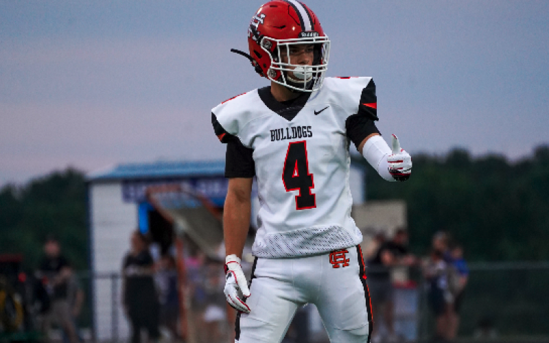 Senior wide receiver Pearce Mewborn awaits the snap during the 2023 game against Apalachee. Photo by Lexie Wheless