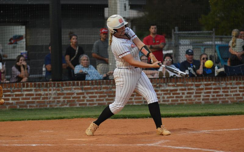 Sophomore Ava Carey comes in clutch for the Lady Dogs in the seventh collecting an RBI base hit to cut the deficit in the designated hitter spot.