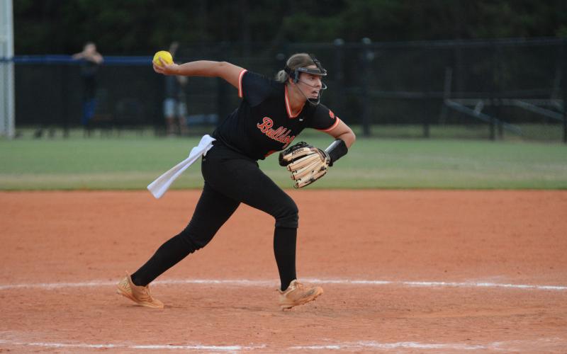 Sophomore pitcher Chesnee Strickland allowed four runs in the first and then only one through the final six innings in the 10-5 win on the road against the Lady Devils of Elbert County on Aug. 20.