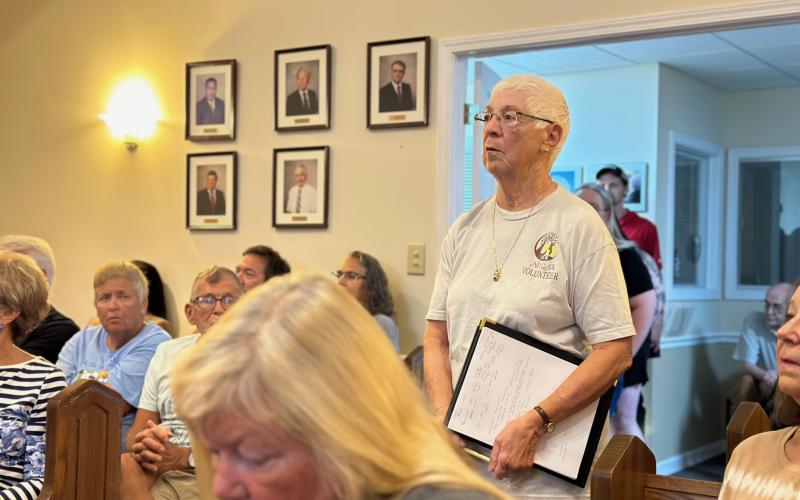 Cherry Reeve, Board member for the Northeast Georgia Animal Shelter, speaking at the BOC meeting Tuesday night.