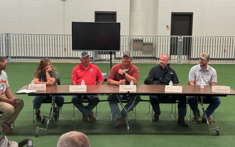 The Ag Expo featured a panel discussion with local farmers. Pictured above (from left to right): Reagyn Saxon, Scott Fleming, David King, Michael Carter, and Jason Cheek.