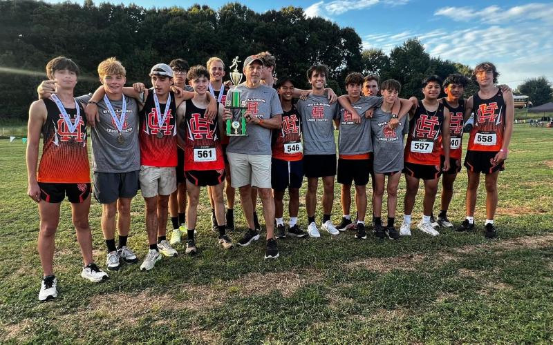 Pictured is the Hart County High School boys cross country team as they placed first overall in the 2024 Bill Woods Pridelands High School Invitational at Franklin County on Sept. 5.