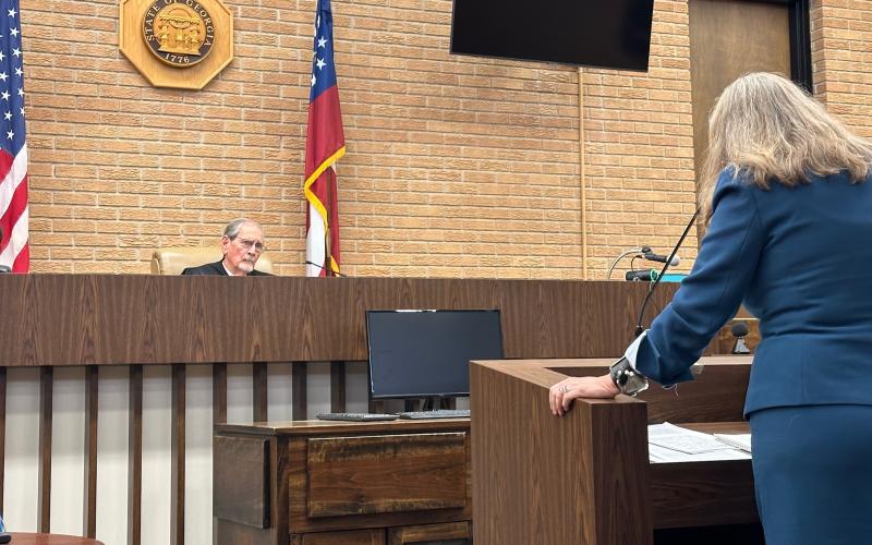 Attorney Leslie Jones, defense counsel for Jeremy Green, speaks before Judge Chris Phelps during a motion hearing Aug. 29.