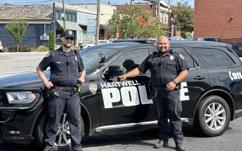 Hartwell Police Officers Trevor Purser (left) and Miguel Ocon.
