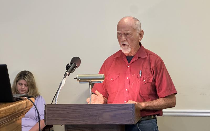 Alton Craft speaking before the BOC about the intersection of Liberty Hill Rd. and Liberty Church Rd. on Sept. 24.