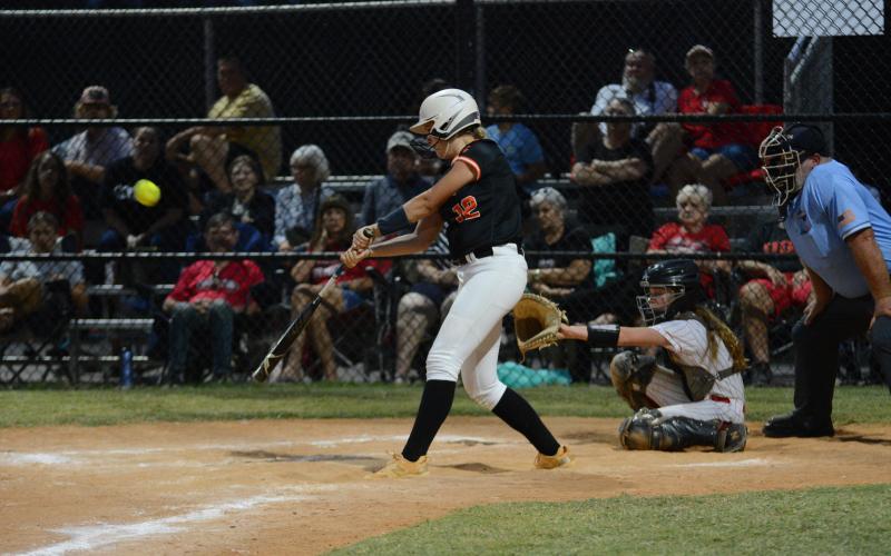 Sophomore designated hitter Ava Carey and junior first baseman Kinsley Duncan (pictured) both pick up hits in the top of the fourth inning to help score the lone two runs Sept. 10.