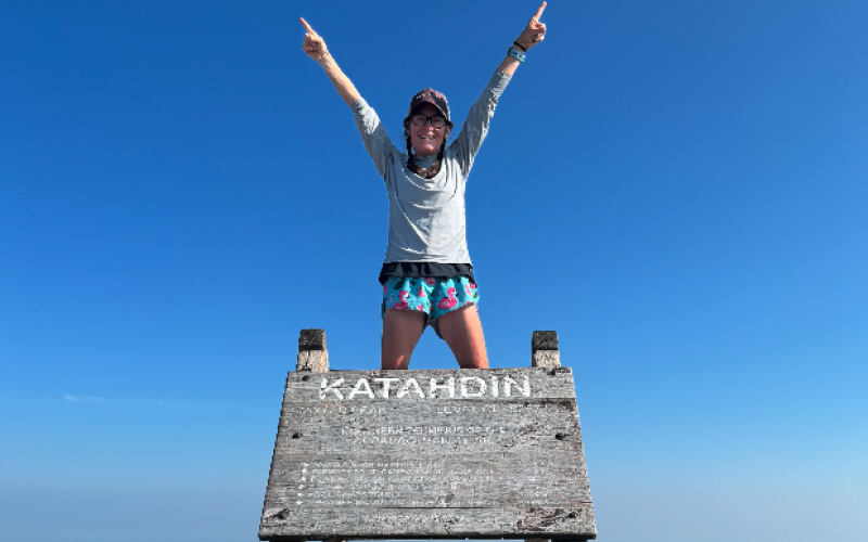 Hartwell native Julie George seen above at the northern terminus of the  Appalachian Trail. George completed her hike in 161 days.