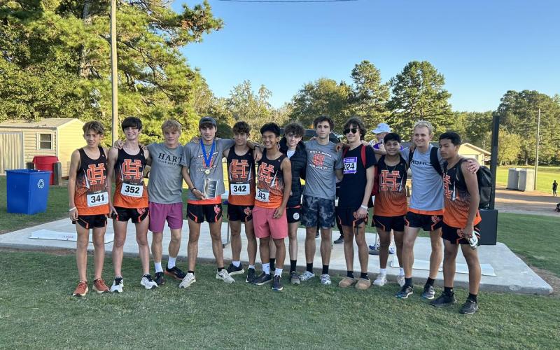 Pictured is the HCHS boys cross country team as they placed third overall in the 5th Annual Kent Kramer Classic at Athens Christian School on Oct. 10.