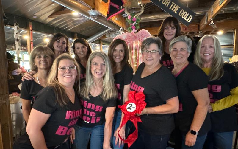 Pink Partini included table contests; one table consisted entirely of women who met through the event and “have been friends ever since.” Top row from left to right: Donna Koenig, Shannon Hyde, Terry White, Trudy Snyder, and Tanna Santangelo. Bottom row from left to right: Colleen Clark, Chrissy Warren, Renee Sabol, Hope Underwood, and Mary Cottingham.