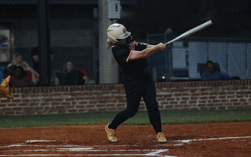 Sophomore outfielder Peyton McCollum blast two home runs to center field in the 12-4 win over Rabun County.