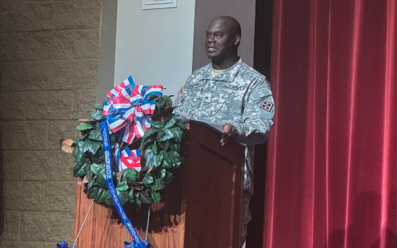 Hartwell Elementary teacher David Longworth, a U.S. Army veteran, served as the keynote speaker for Hart County High School’s Veterans Day program.