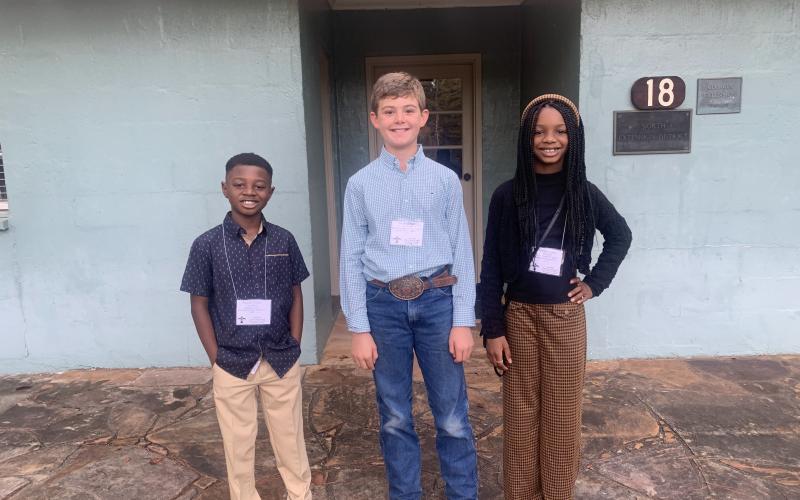 Homeschool students (from left to right):  Rochlin Power, Noah Wilson, and Ryleigh Power.