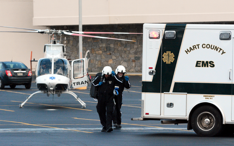 A four vehicle crash on E. Franklin St. caused one victim to be airlifted from the Ingles parking lot.