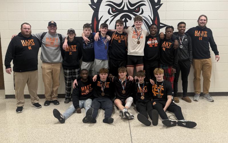 Nine Mat Dogs placed in the Top Four to help the team place fifth overall at the Bulldog Bash at Harlem High School.