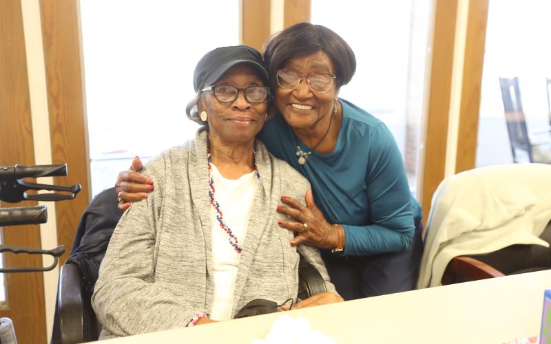 Strange is pictured with fellow senior center goer Idell Morrison.