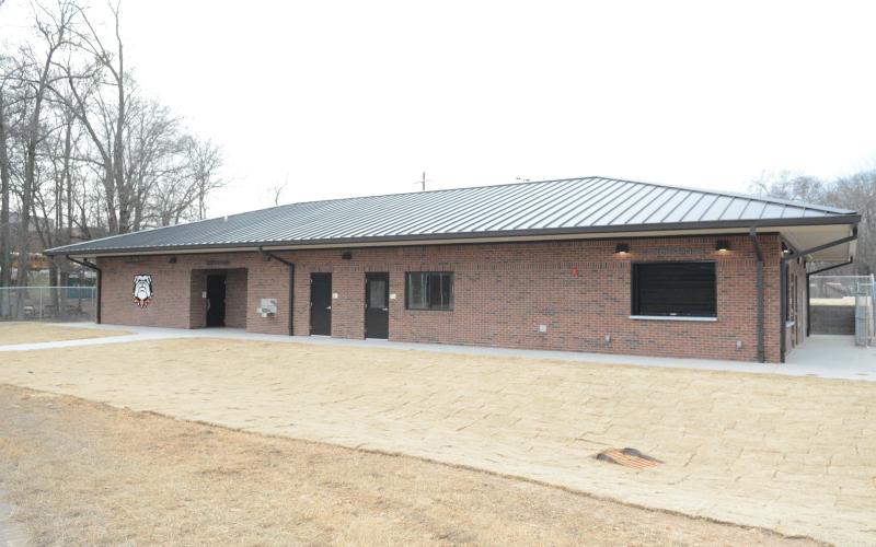 The new multipurpose athletic facility at Veterans Stadium (above) features a coaches office that faces the track/field, storage/equipment room for the track and middle school football team, a fully functioning concession stand, a hydration station and two locker rooms with bathrooms, a hydration station, lockers and benches in each room. Both locker rooms can hold up to 160 athletes.