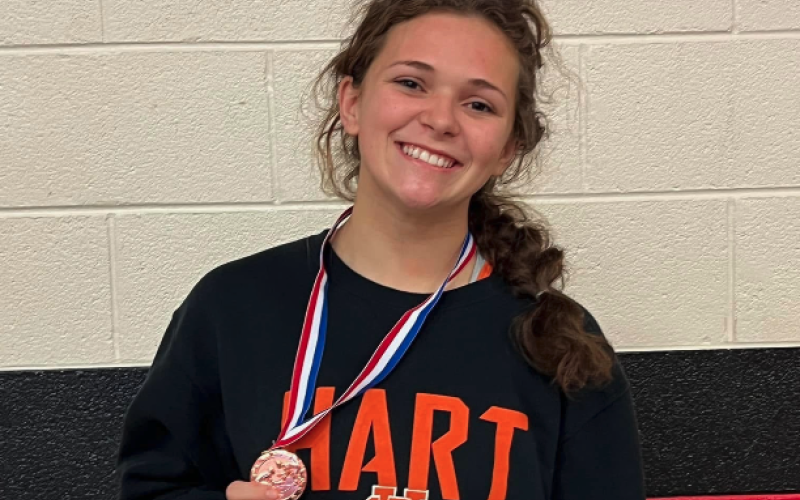 Pictured is junior Lady Mat Dog Kailyn Bowers as she placed within the Top 4 at the Area Traditionals to advance to Sectionals for the second year in a row.
