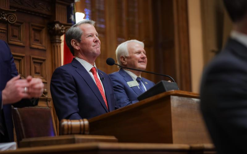 A tort reform bill Republican Gov. Brian Kemp made his top priority for this year’s legislative session gained final passage in the General Assembly March 21. (Photo from Gov. Brian Kemp’s State of the State address earlier this year via Gov. Kemp’s office)