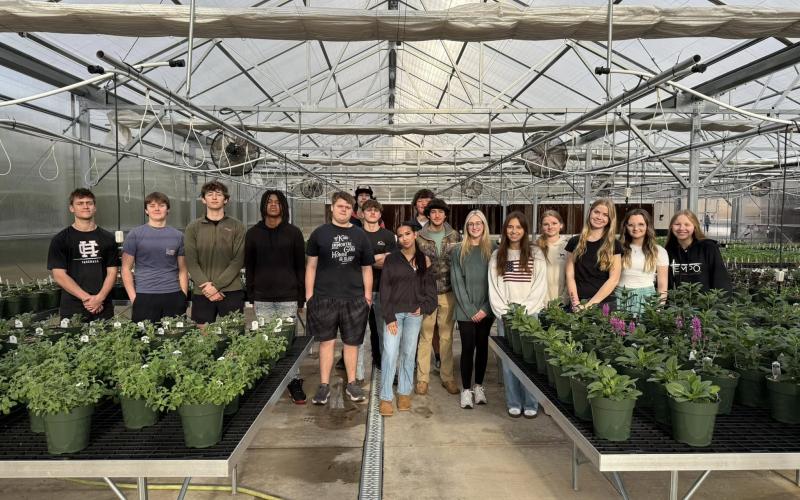 Pictured are Horticulture students in Mrs. Anna Smith’s class at Hart County High School, who helped grow plants and prepare for the annual sale. (Photo/Grayson Williams)