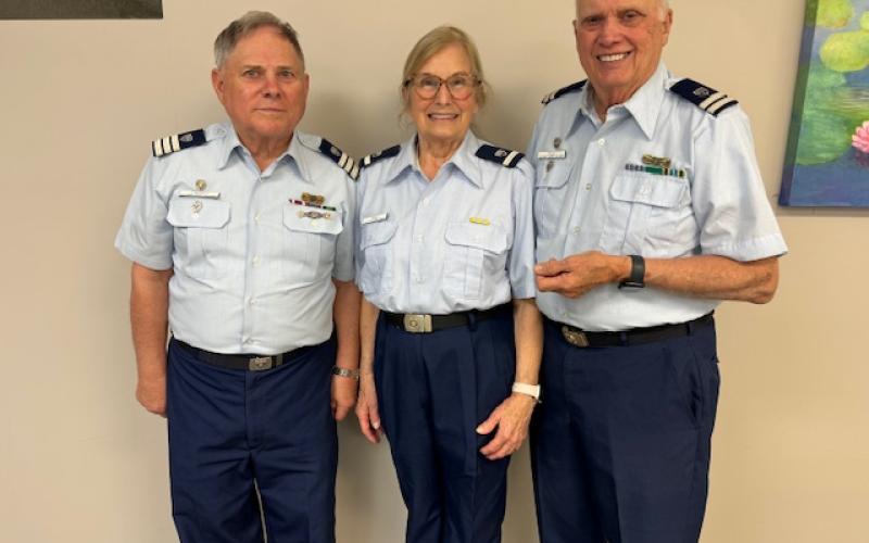 The boating safety course at the Adult Learning Center earlier in March was taught by Senior Coast Guard Auxiliary instructors (L-R) Bruce Lindsey, Bea Cole and Larry Cole.