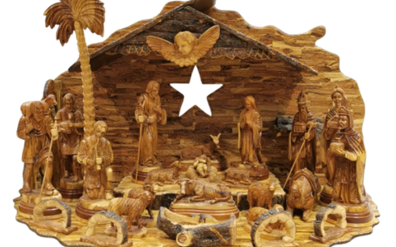 Nativity scenes, along with other hand-carved olive wood carvings, jewelry and other items from the Holy Land’s Nissan Brothers will be available at the Hartwell Art Center Saturday and Sunday. Hartwell First Methodist Church is sponsoring the event. (Photo/Kristi Zemaitis)