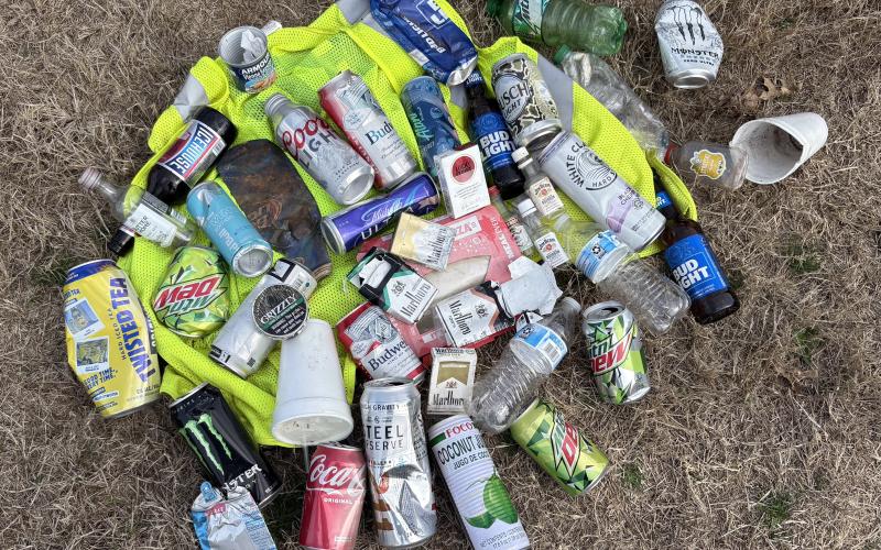 This is not everything picked up in the roadside ditch, but it’s a sampling of the litter. Some was tossed from the windows of vehicles, and many of the items probably blew out of the back of pickups. Either way, the result was a trashy mess. (Photo/Nesmith)