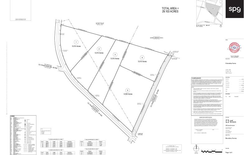 The Hart County Board of Commissioners approved a Level III subdivision set for the intersection of Clay Brown and Friendship roads during Tuesday night's meeting. The development is set to include five tracts on 29.103 total acres. It is classified as a Level III subdivision as all tracts are greater than five acres but less than 9.99 acres. (Map provided from the Hart County Board of Commissioners)