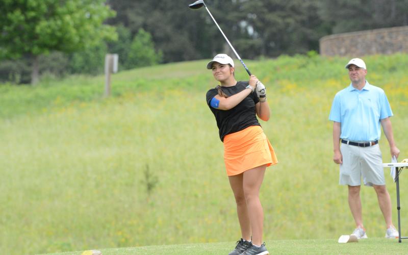 Junior Ashton King who shot a 88 as Shiflet’s and King’s scores helped the Lady Dogs capture the Area Championship and advance to state. (Photo/Benjamin London)