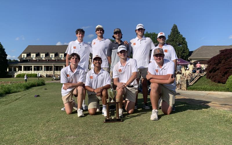 Pictured is the boys golf team after capturing the Area 4-AA Championship on April 29. (Photo/Benjmain London)