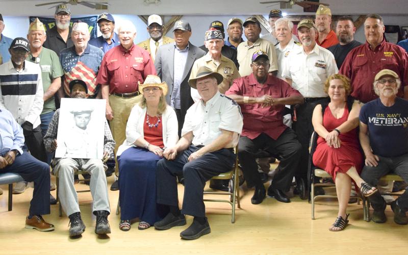 Veterans from many arms of the U.S. Armed Forces and areas of service gathered Friday for a ceremony at Lavonia Veterans of Foreign Wars Post 5847 called to return a lost dog tag to Lavonia and Hartwell native Willie Neal. (Photo/Shane Scoggins)