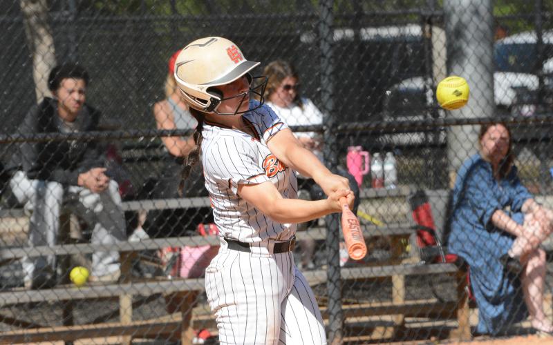 Sophomore outfielder Emory McCollum went 4-4 with three runs and batted in five runs in the 12-8 win over the Lady Warriors of Cherokee.  (Photo/Benjamin London)