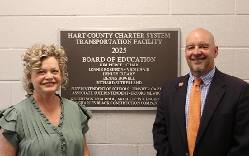 Pictured are (L-R) School Superintendent Jennifer Carter and Associate Superintendent Brooks Mewborn. (Photo/Adriana Cascio)