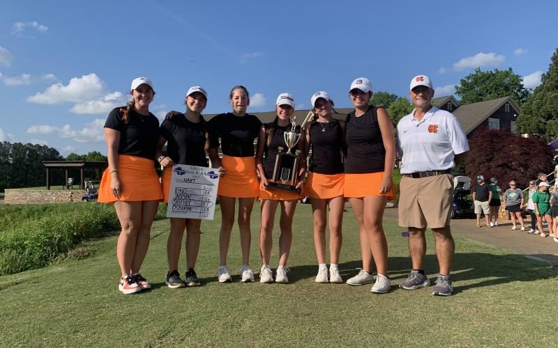 Pictured is the girls golf team after capturing the Area 4-AA Championship on April 29. (Photo/Benjamin London)