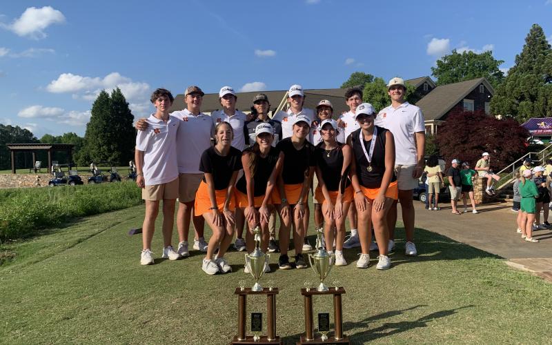 The Hart County High School boys and girls golf teams captured the Area 4 - AA Championship at Cateechee on April 29 and will advance to state in Columbus on May 19-20. (Photo/Benjamin London)