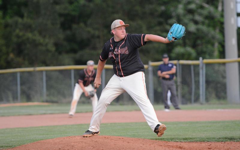 Sophomore pitcher Landry Carter came in relief and pitched 5.2 innings, allowed three hits, no runs, and struck out two in the 4-3 win in game two. (Photo/Benjamin London)