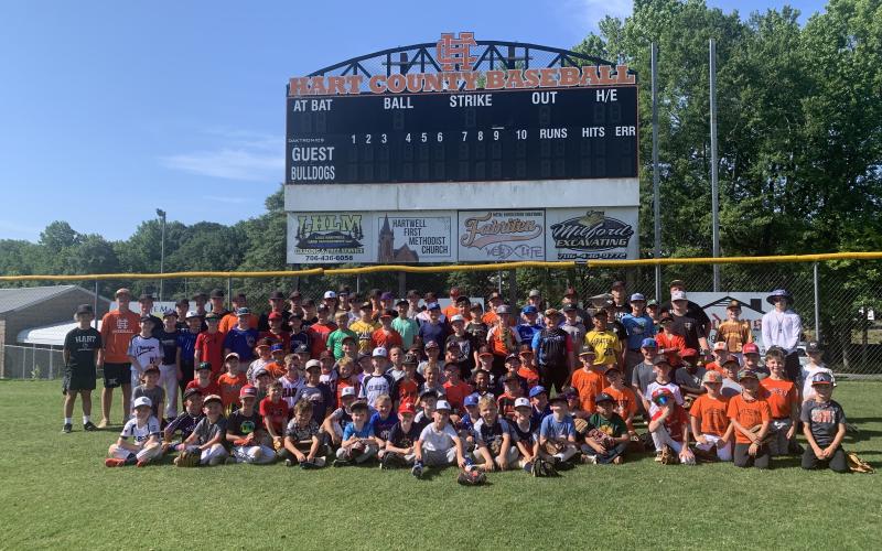 Nearly 100 campers were in attendance in the annual Hart County Baseball Youth Camp June 9-11. Over the course of three days, campers did drills in the infield, outfield, on the mound and in the batters box as over 15 current and former players and coaches led the campers in all of the drills. (Photo/Benjamin London)