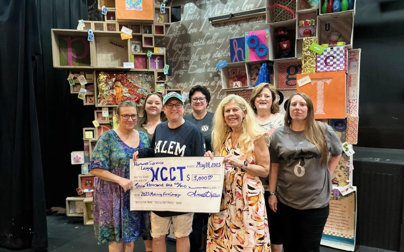 Members of the Hartwell Service League presented the Hart County Community Theatre with a $3,000 check to go towards its grant match for the Fox Gives Grant. (Submitted by Diane Tolbert)