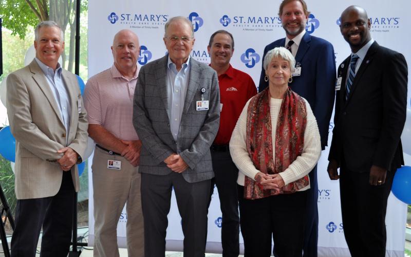 St. Mary’s Sacred Heart Hospital Board members who attended the 10th Anniversary celebration were, from left to right, Charles Rice, Chris Moon, Scott Hardigree, John Hylton, Diane Toney, Ed Ridgway and Stonish Pierce. (Submitted by Ralston)