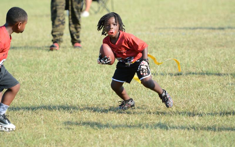 Close to 200 players have competed in season two of NFL Flag Football at the Bell Family YMCA in Hartwell. Teams that are participating this year are the Raiders, Jaguars, Lions, Cowboys, Panthers, Broncos, Falcons, Rams, Ravens, Chiefs and Bills. (Photo/Benjamin London)
