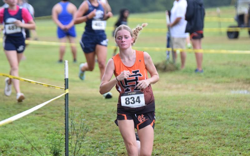 Isla Bell who finished second for Hart County and 29th overall at the North Georgia Championship Aug. 23. (Photo by Shane Scoggins)