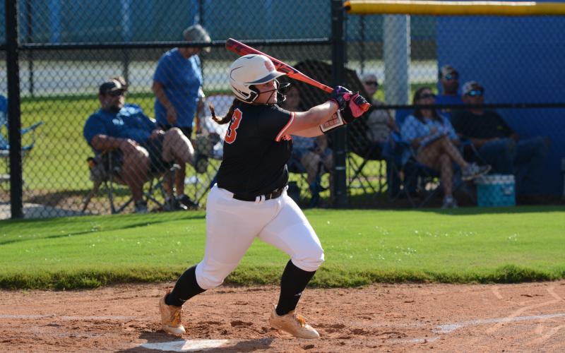 Freshman infielder Marlee Bowers went 2-4 with two runs and a run batted in to elevate the Lady Dogs past the Lady Tigers of Washington-Wilkes, 5-3, Aug. 14. (Photo by Benjamin London)